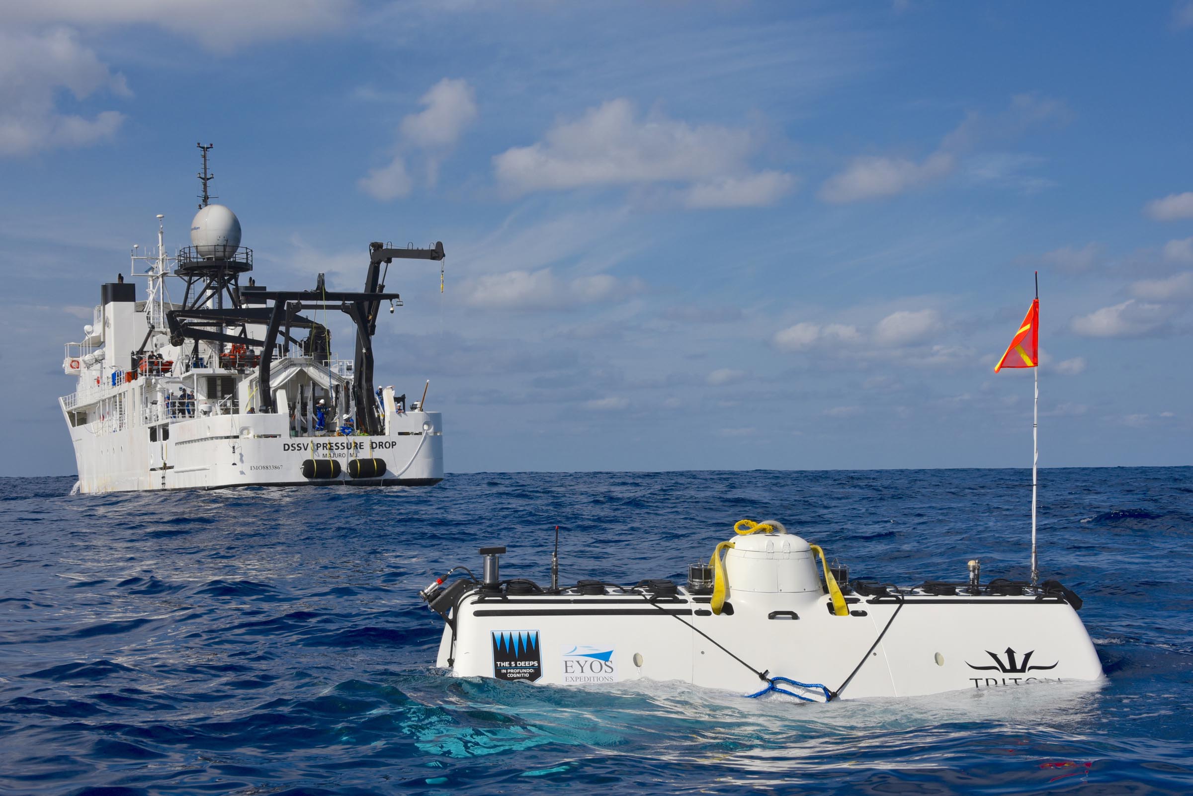 The DSV Limiting Factor on the surface following record-breaking dive to the deepest point in the Indian Ocean